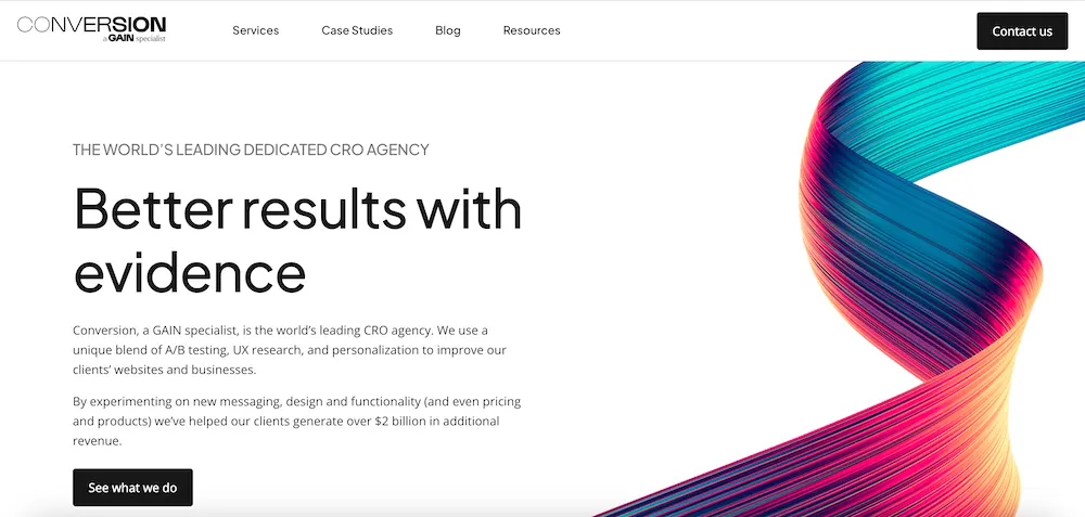 Conversion homepage
