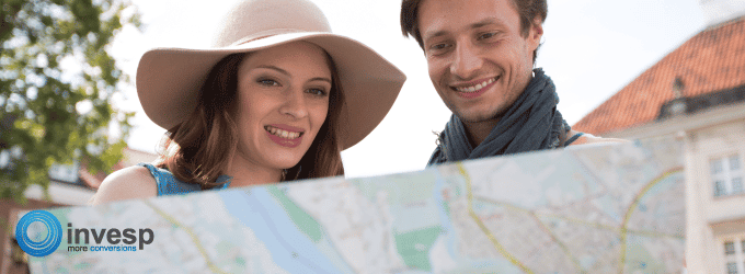 a couple looking at a map for a better travel experience, depicting a roadmap for better usability testing on a website.