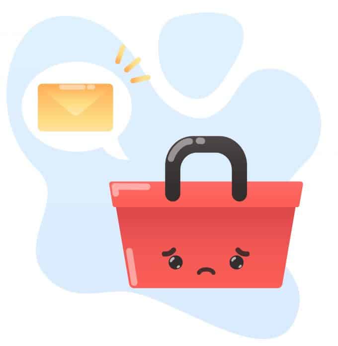 an image of an email being thrown into the trash can depicting an email cart abandonment