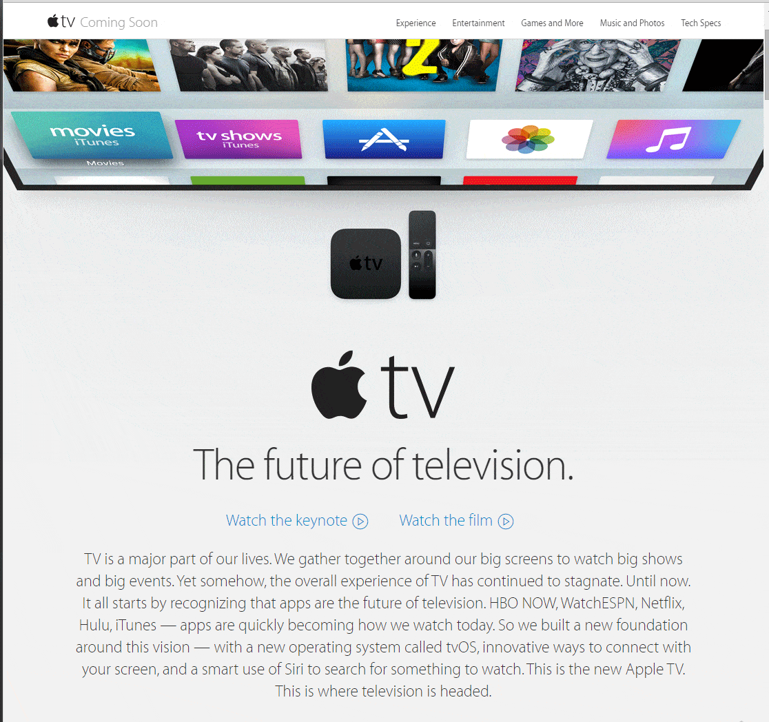 Apple TV web page