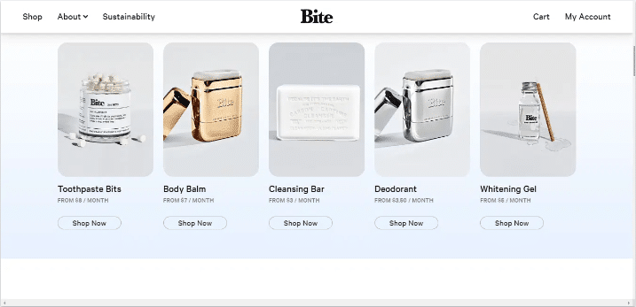 Bite toothpaste website example