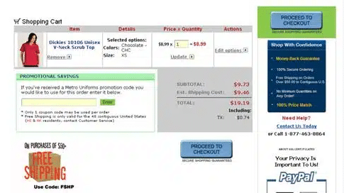 Shopping cart example