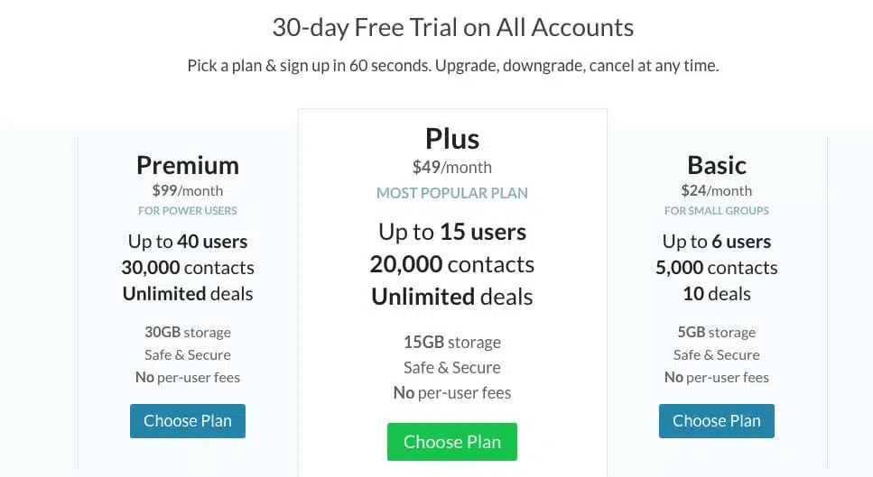 highrise pricing page