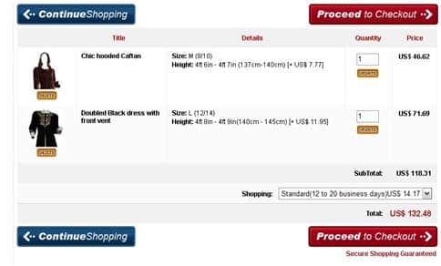 Original Shopping Cart Page