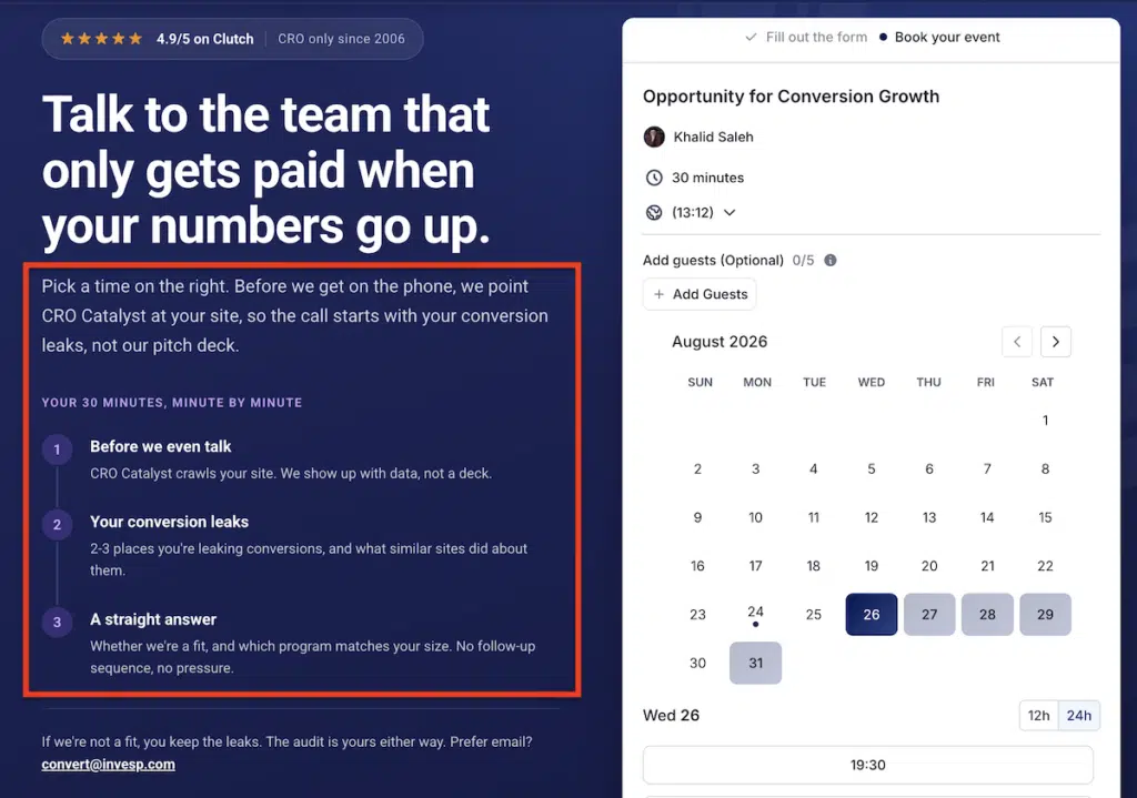 Lead generation form example