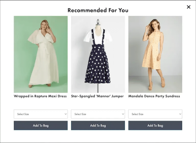 Modcloth Pop up example