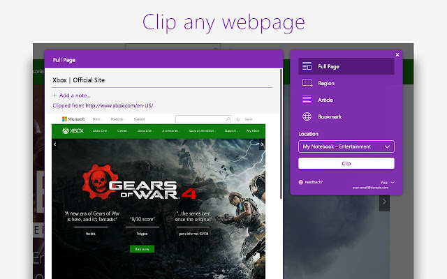 OneNote webclipper extension