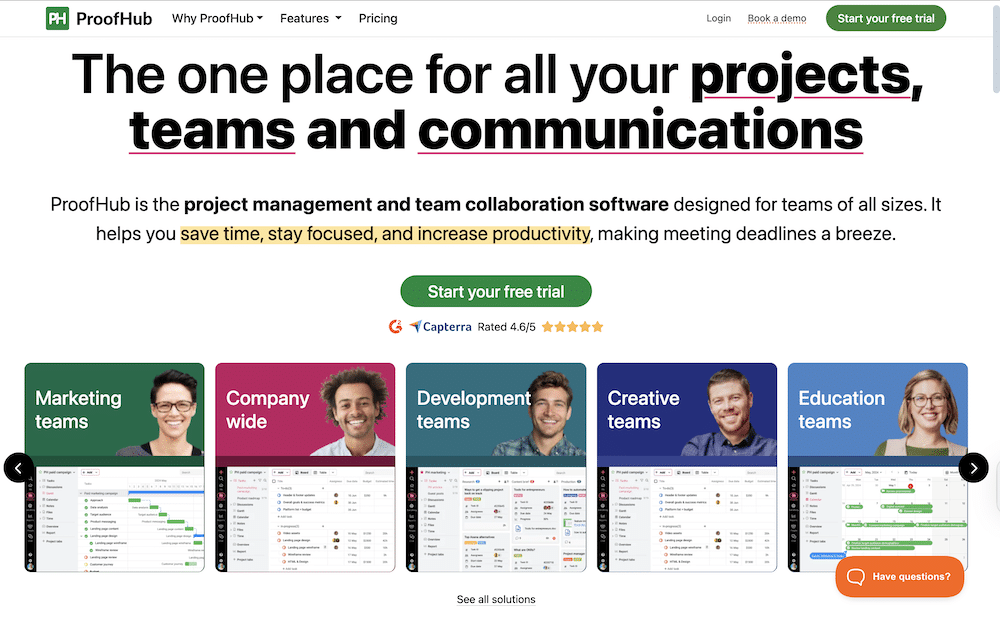ProofHub value proposition example 