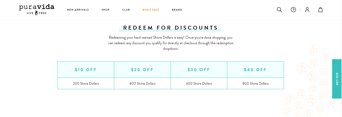 Pura Vida redeem for discounts - Invesp