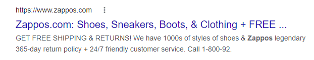 Zappos meta description - Invesp