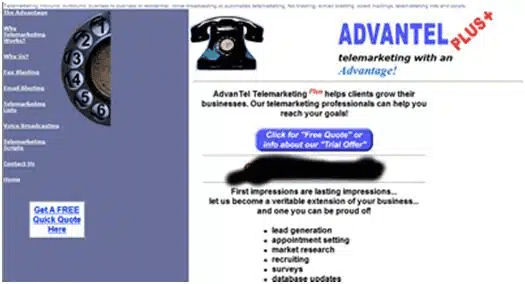 An image of Advantel old website