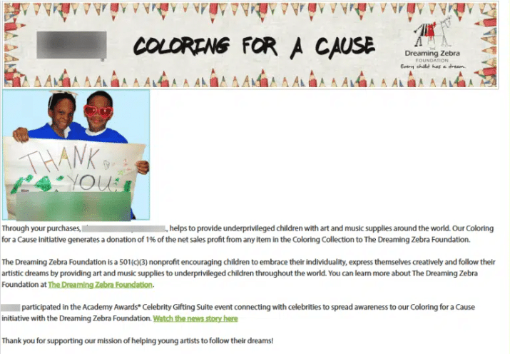 Coloring for a cause. Moral incentive example