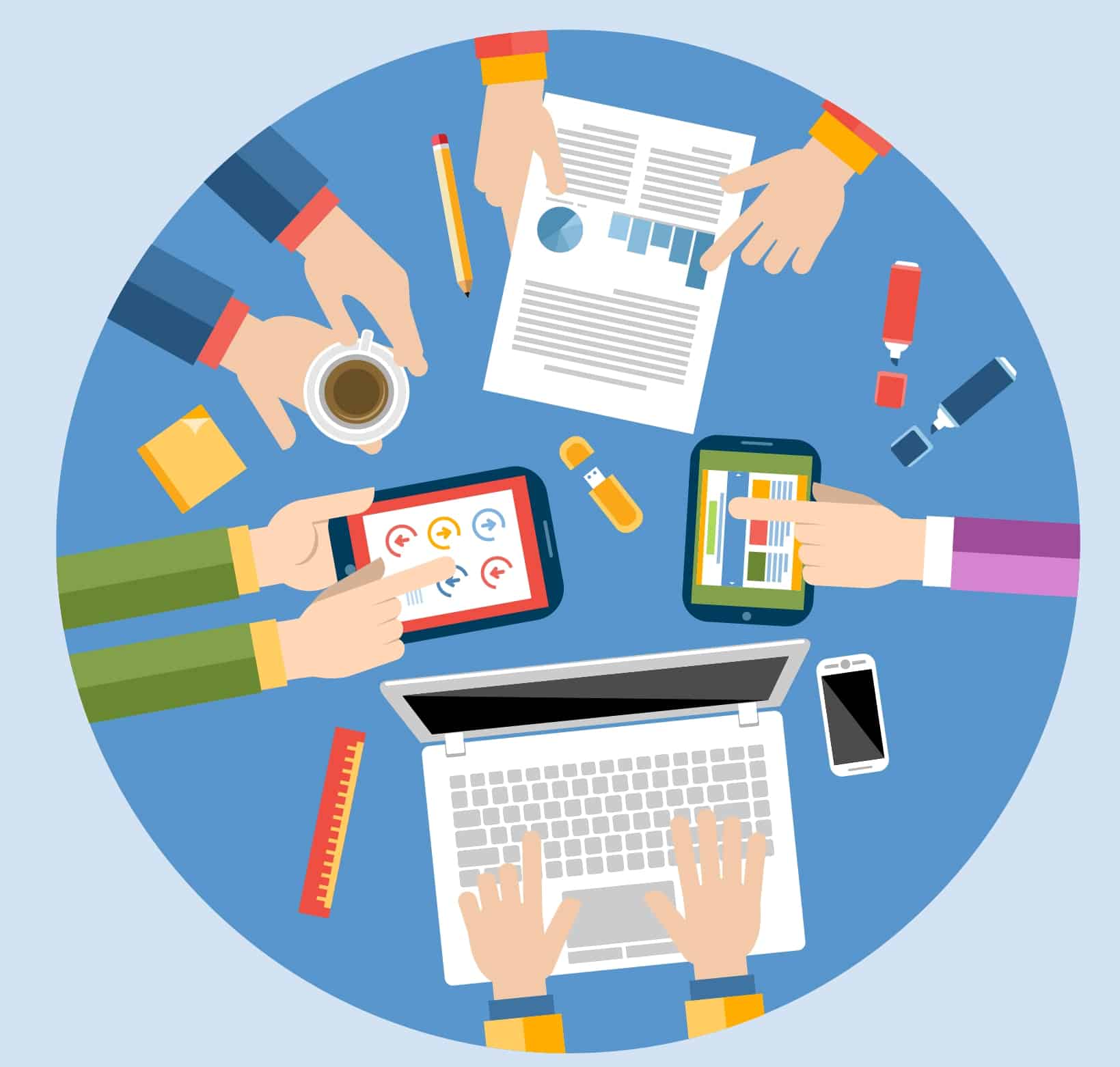 a cartoon image of different polling imagery designed to gather qualitative insights from web visitors