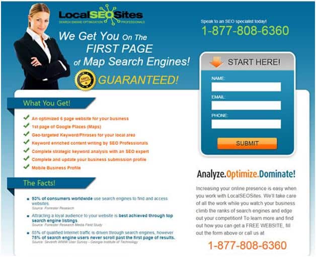 Lead generation landing page