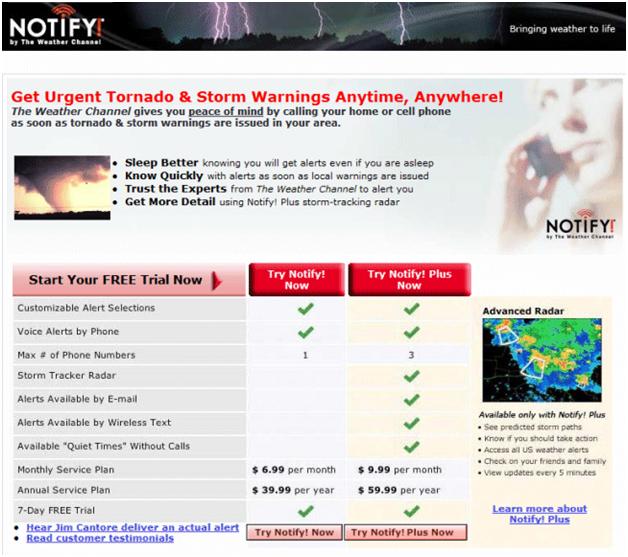 notify page before