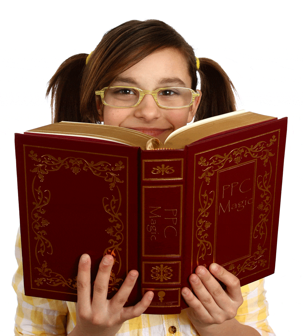 girl reading ppc magic book