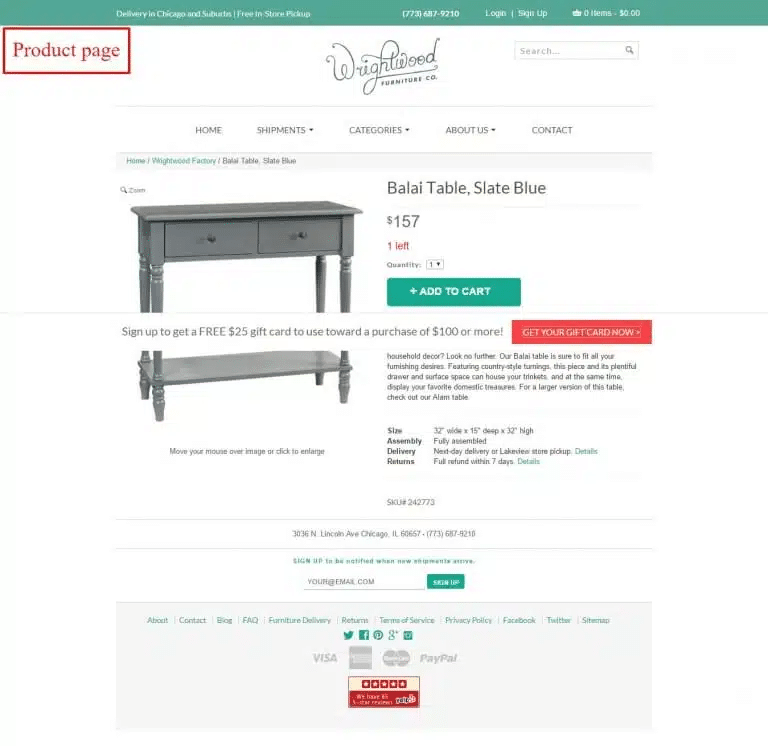 Product page example