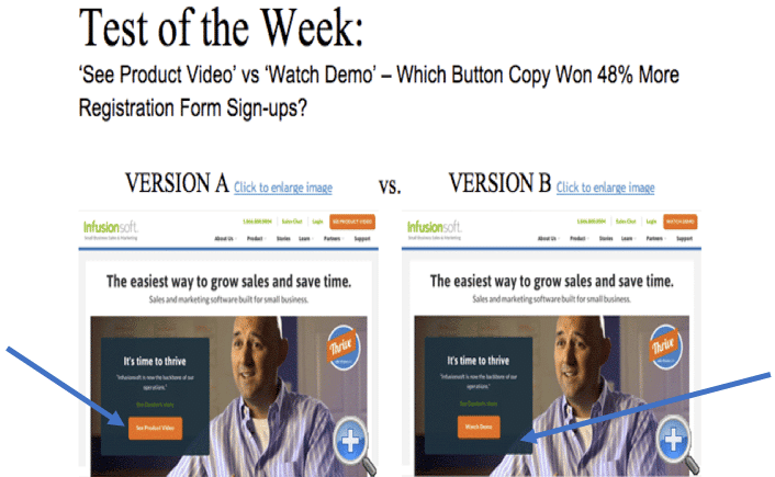 A/B testing CTA copy